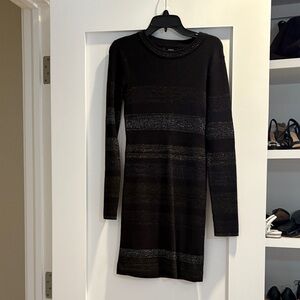 Aqua Black and Metallic Long Sleeve Dress